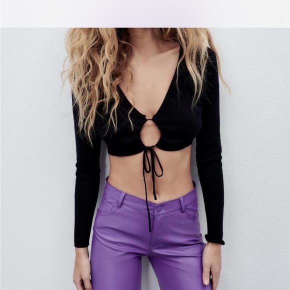 Purple Faux Leather Pants - Picture 6 of 6